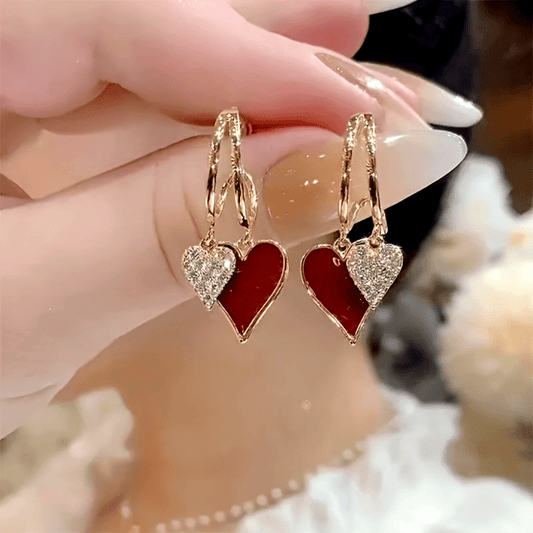 Unique Heart Shaped Drop Earrings - 925 Silver Plated